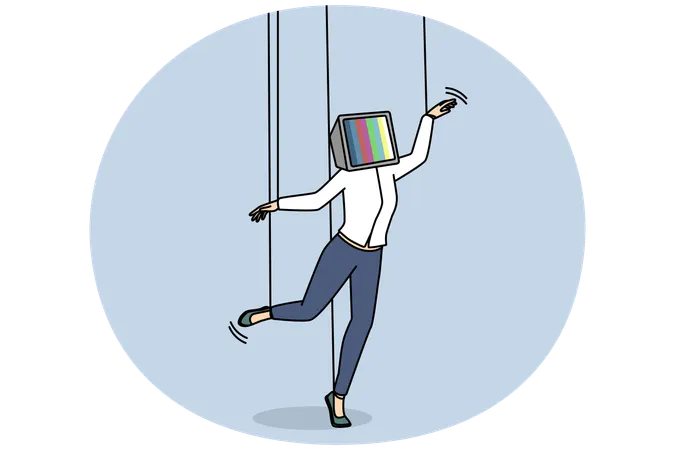 Frau mit Medien manipuliert  Illustration