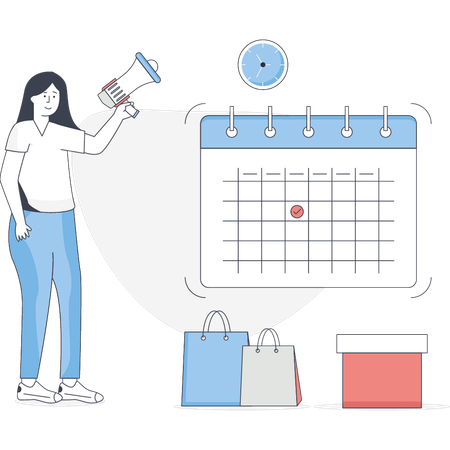 Frau Marketing Erinnerung Kalender  Illustration