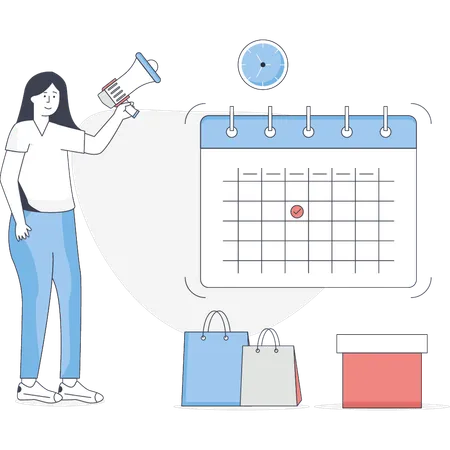 Frau Marketing Erinnerung Kalender  Illustration