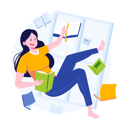 Frau mit Büchern  Illustration