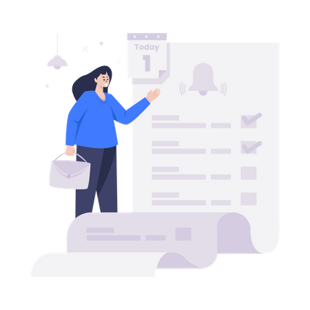 Frau mit Checklisten-Erinnerung  Illustration