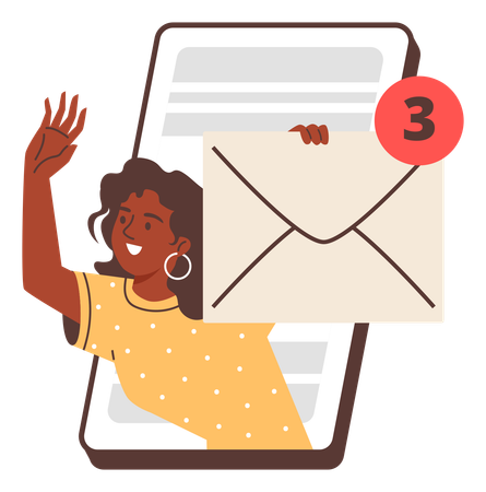 Frau mit einem Brief in der Hand  Illustration