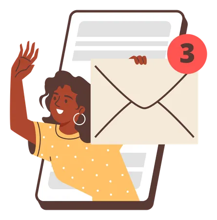 Frau mit einem Brief in der Hand  Illustration