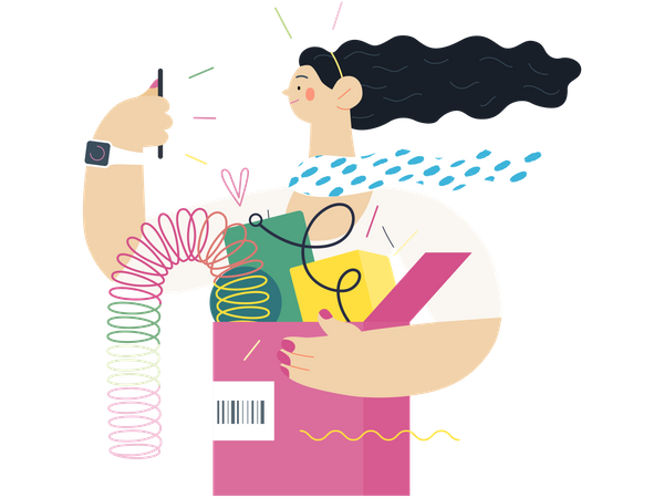 Frau mit Einkaufsbox  Illustration