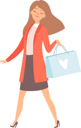 Frau mit Einkaufstasche  Illustration