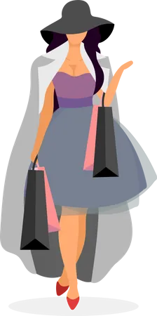 Frau mit Einkaufstüten  Illustration