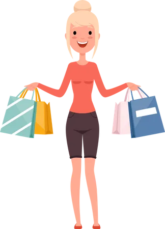 Frau mit Einkaufstüten  Illustration