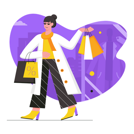 Frau mit Einkaufstüten  Illustration