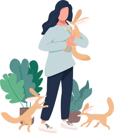 Frau mit Wüstenfüchsen  Illustration