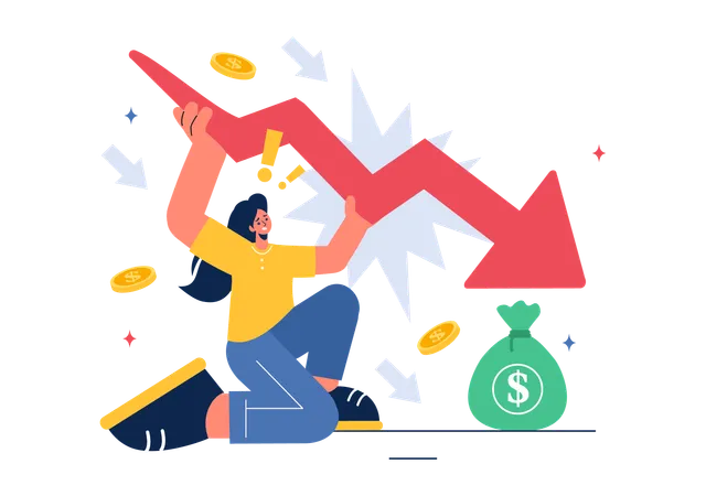 Frau mit Finanzkrise  Illustration