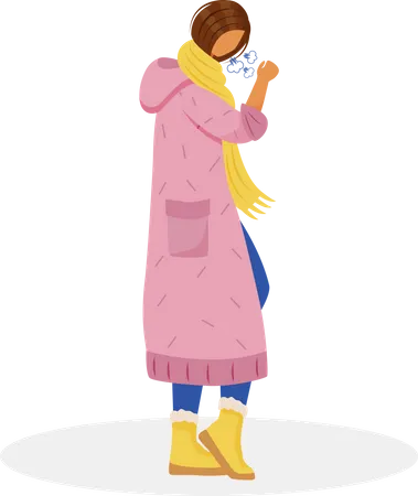 Frau mit Halsschmerzen  Illustration