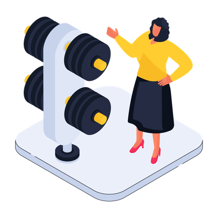 Frau mit Hantel  Illustration
