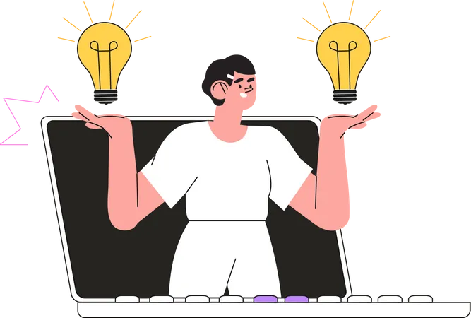 Frau mit innovativer Startup-Idee  Illustration