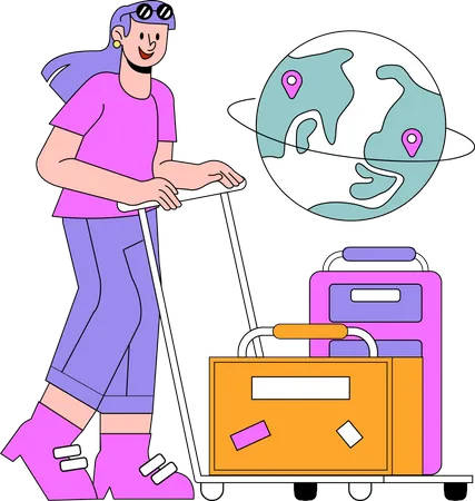 Frau mit Koffer  Illustration