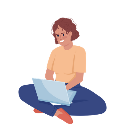 Frau mit Laptop  Illustration