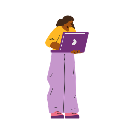 Frau mit Laptop in der Hand porträtiert Business-Profi  Illustration
