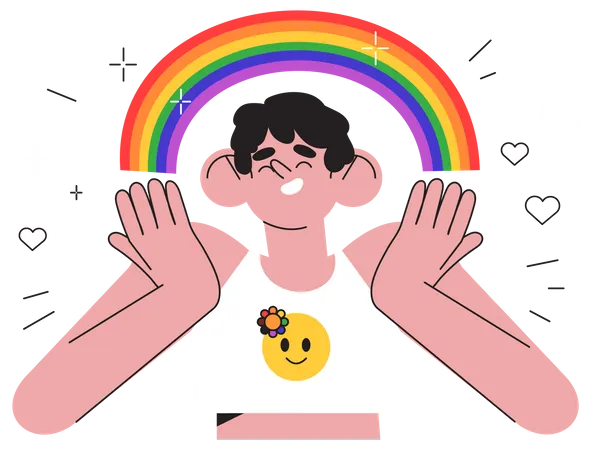 Frau mit LGBT-Regenbogen  Illustration