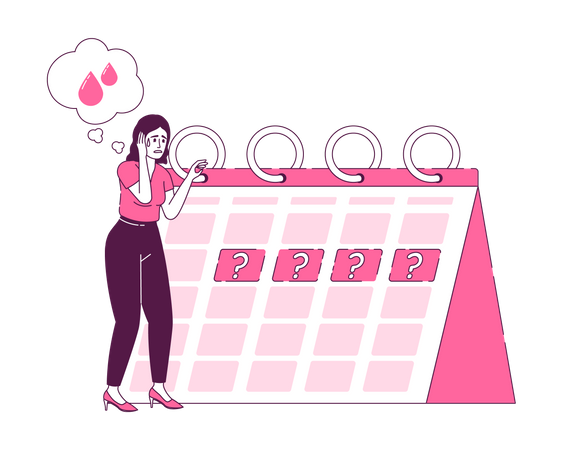 Frau mit Menstruationszyklus-Problem  Illustration