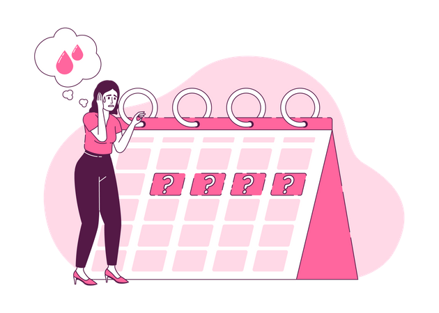 Frau mit Menstruationszyklus-Problem  Illustration