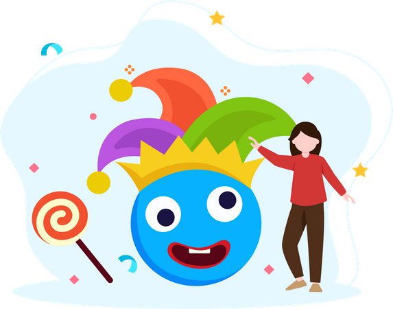 Frau mit Hofnarren-Emoji  Illustration