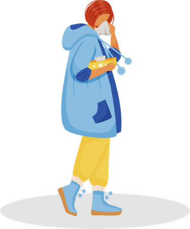 Frau mit Nasenkrankheit  Illustration
