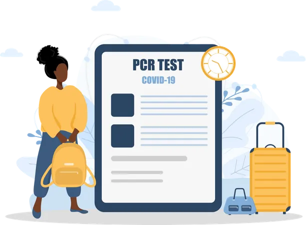 Frau mit PCR-Test  Illustration