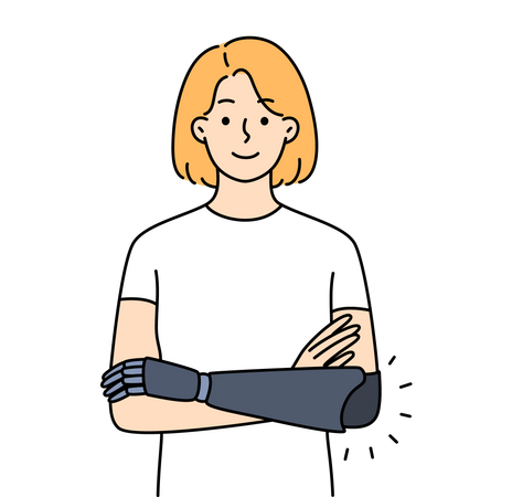 Frau mit Roboterhand  Illustration