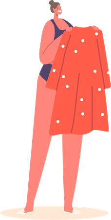 Frau mit rotem Kleid  Illustration