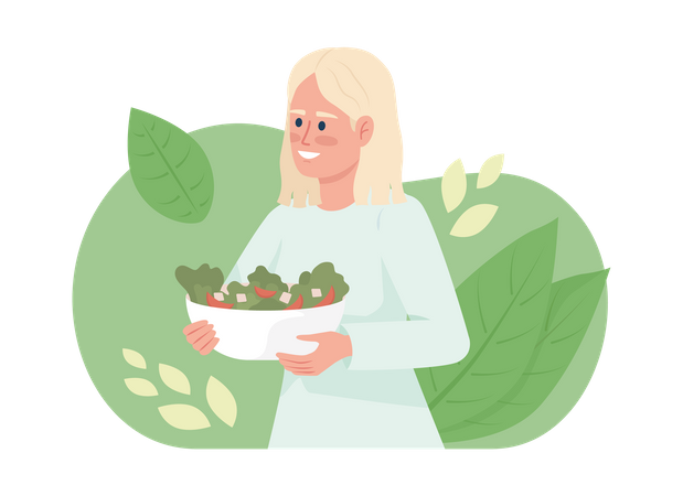 Frau mit Salatschüssel  Illustration