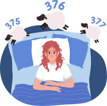 Frau mit Schlaflosigkeit im Bett  Illustration