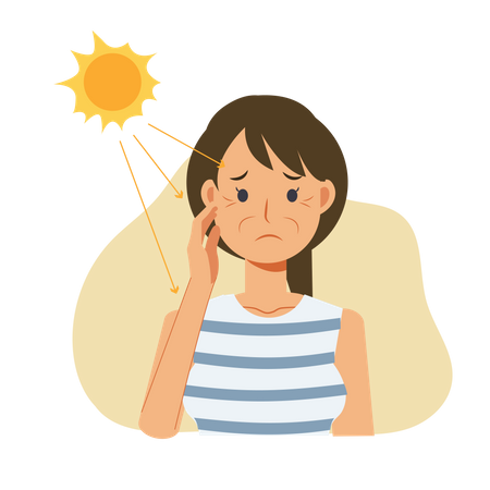 Frau mit Sonnenbrand  Illustration