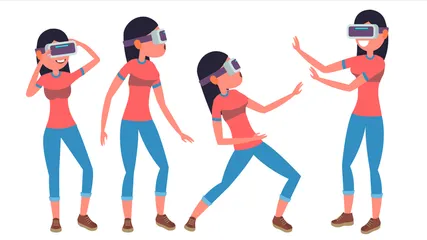 Frau mit Virtual Reality-Headset Illustrationspack