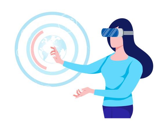 Frau mit VR-Brille  Illustration