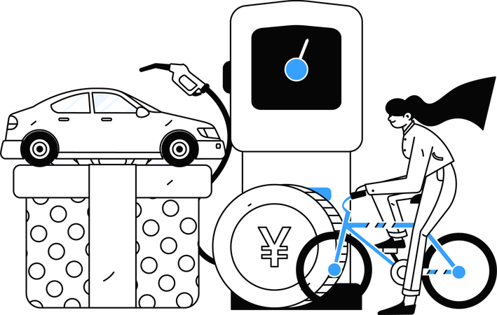 Frau motiviert umweltfreundlichen Transport  Illustration