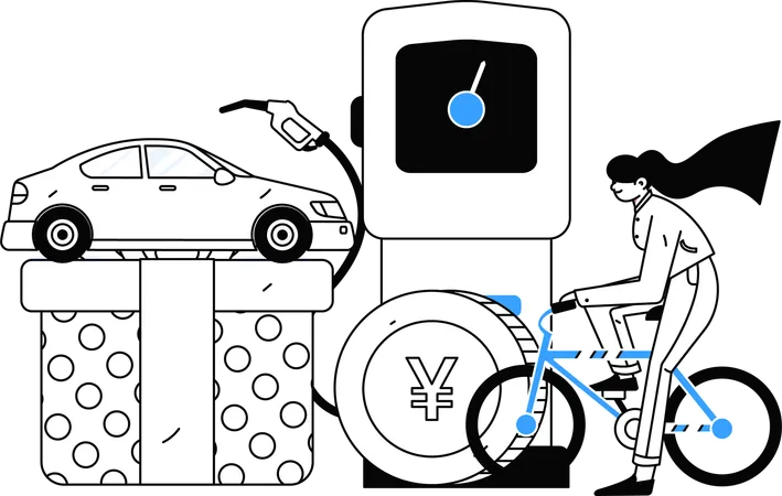 Frau motiviert umweltfreundlichen Transport  Illustration