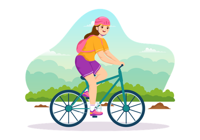 Frau Mountainbiken  Illustration