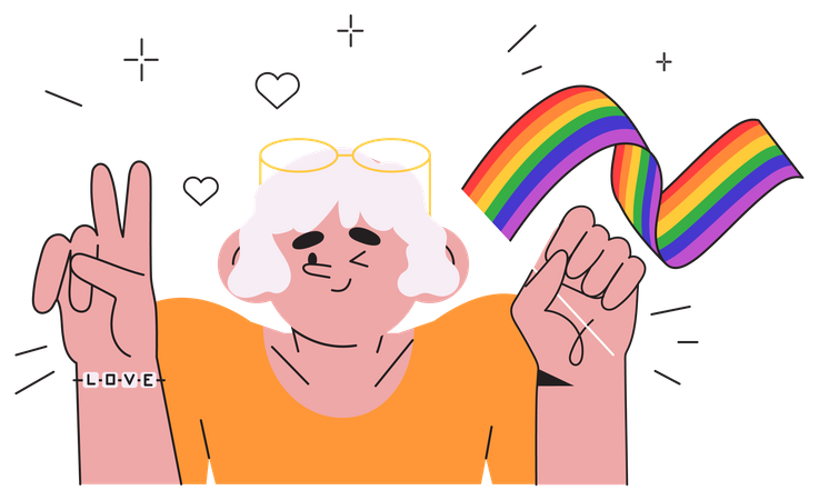 Frau nimmt an der Feier des Pride-Monats teil  Illustration