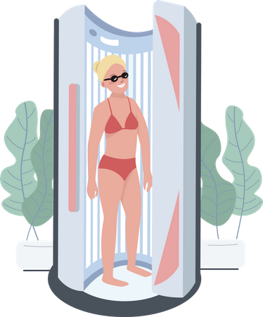 Frau nimmt Sonnenbad  Illustration