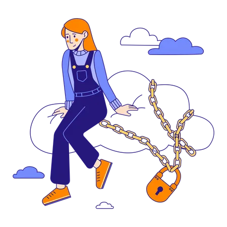 Frau nutzt Cloud-Sicherheitsdienst  Illustration