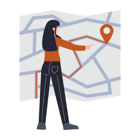 Woman Pinpoints Online-Navigation  Illustration