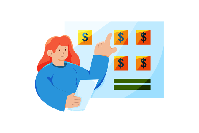 Frau plant Finanzen  Illustration
