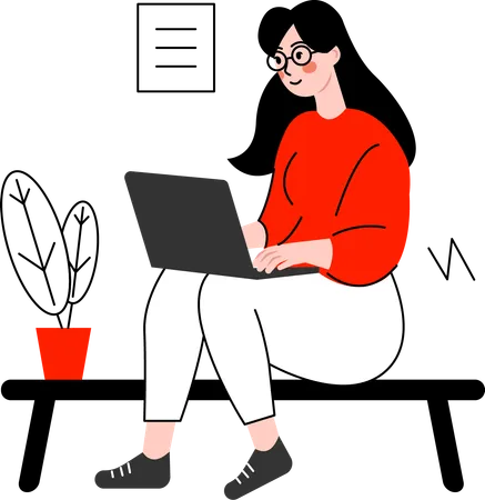 Frau veröffentlicht Inhalte online  Illustration