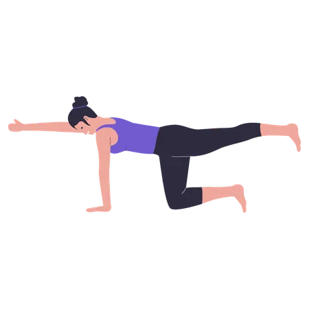 Frau praktiziert Yoga-Dehnübungen  Illustration