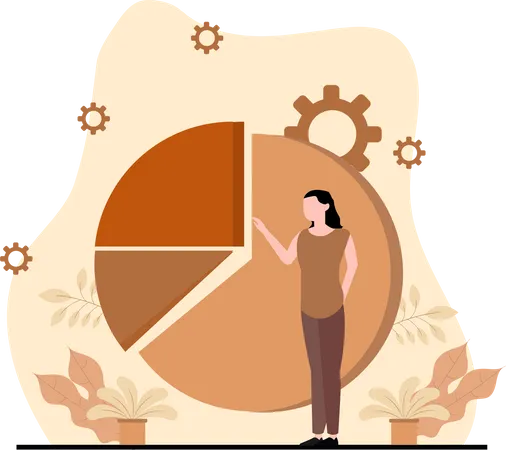 Frau präsentiert Analysediagramm  Illustration