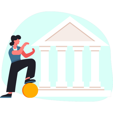 Frau präsentiert Bank  Illustration