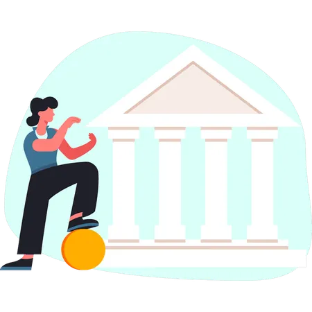 Frau präsentiert Bank  Illustration