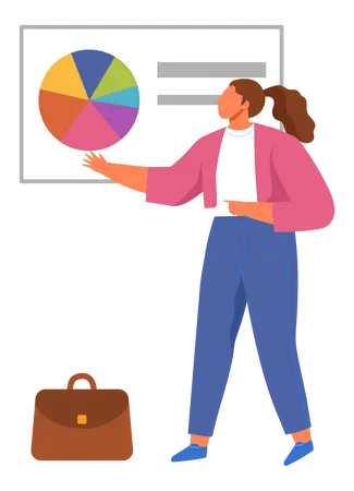Frau präsentiert Business-Datenanalyse  Illustration