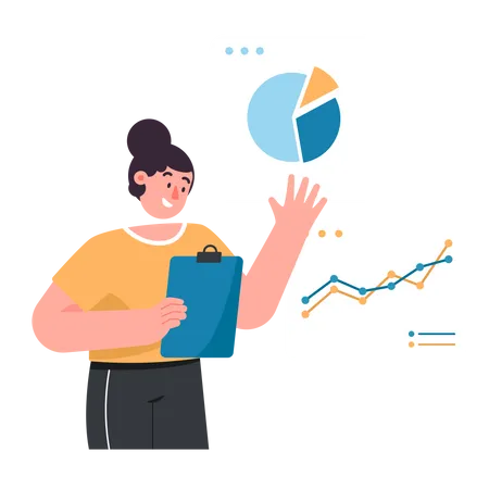 Frau präsentiert Datenanalyse  Illustration