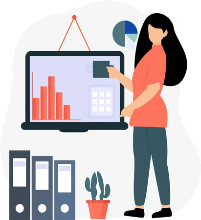 Frau präsentiert Datenanalyse  Illustration