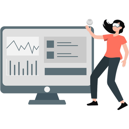 Frau präsentiert Finanzdiagramm  Illustration